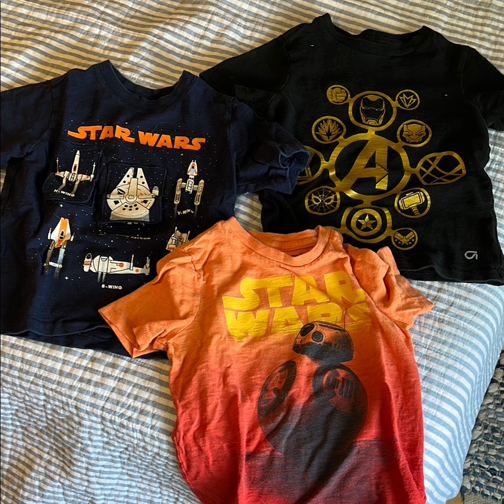 Star Wars and Avengers t-shirts